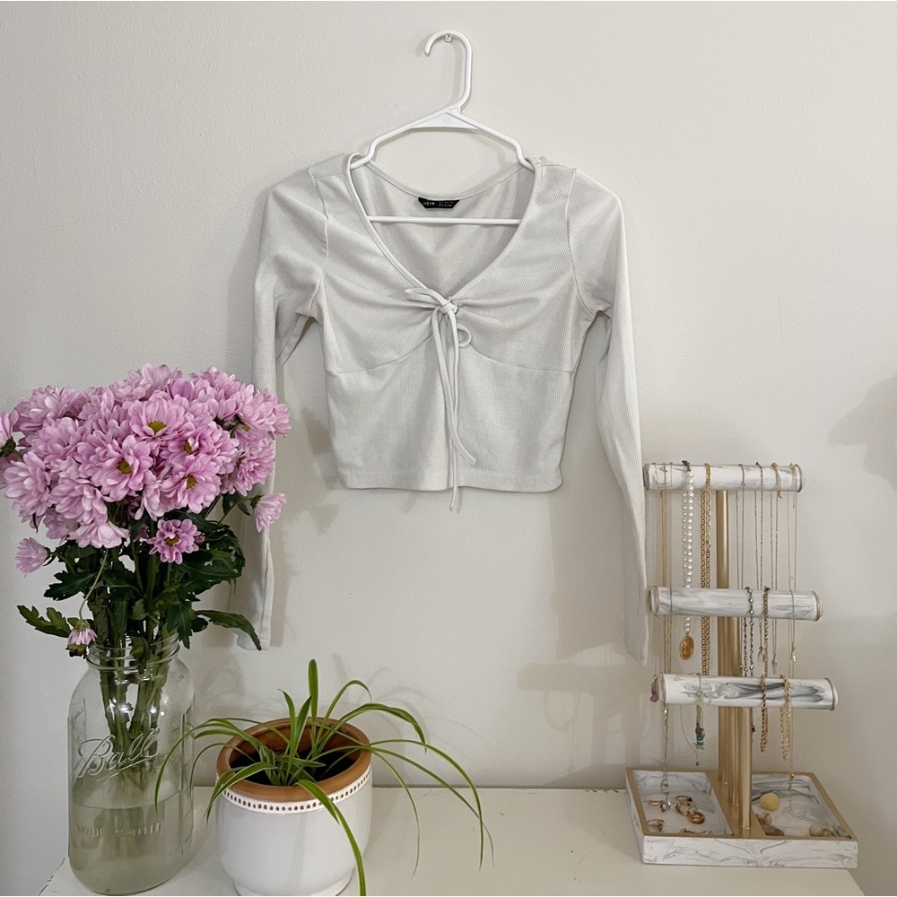 SHEIN white crop top with a tie piece